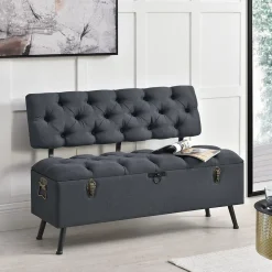 Banquette de rangement Malmohus siège rabattable gris foncé en.casa