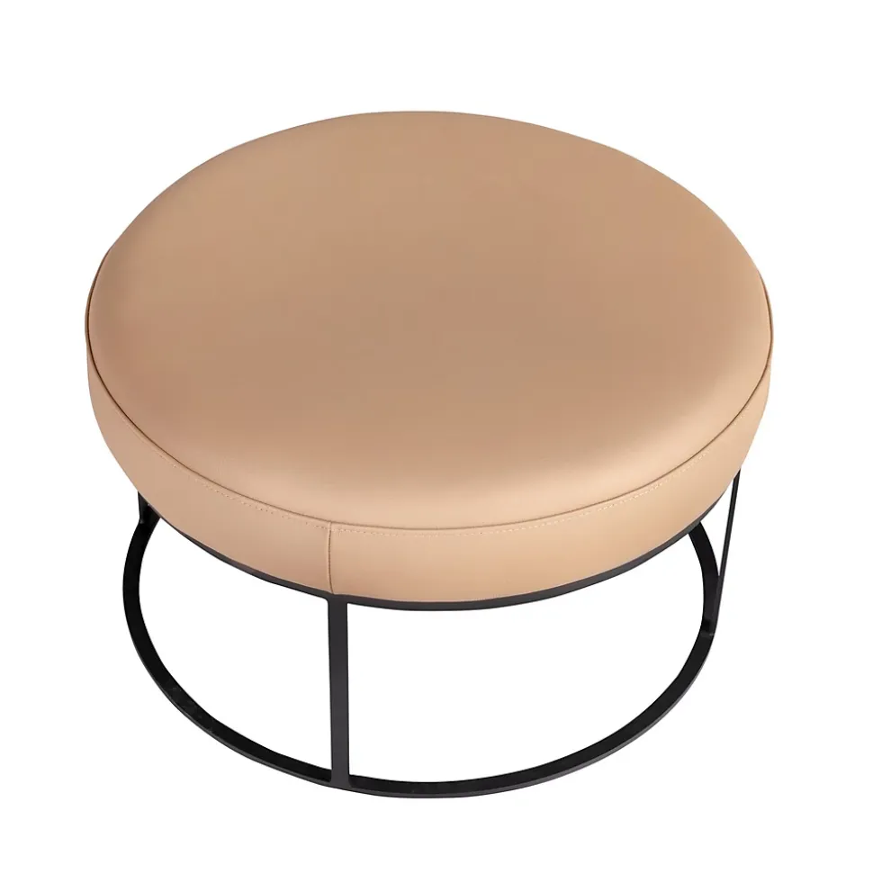 Banquette en cuir marron avec assise rembourrée