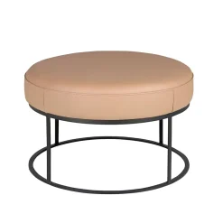 Banquette en cuir marron avec assise rembourrée