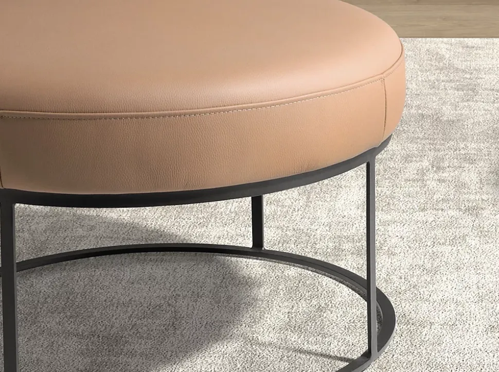 Banquette en cuir marron avec assise rembourrée