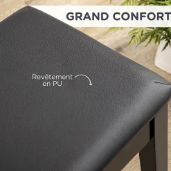 Banquette tabouret siège pour piano avec coffre de rangement pied bois hévéa revêtement synthétique noir