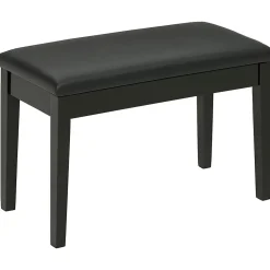 Banquette tabouret siège pour piano avec coffre de rangement pied bois hévéa revêtement synthétique noir