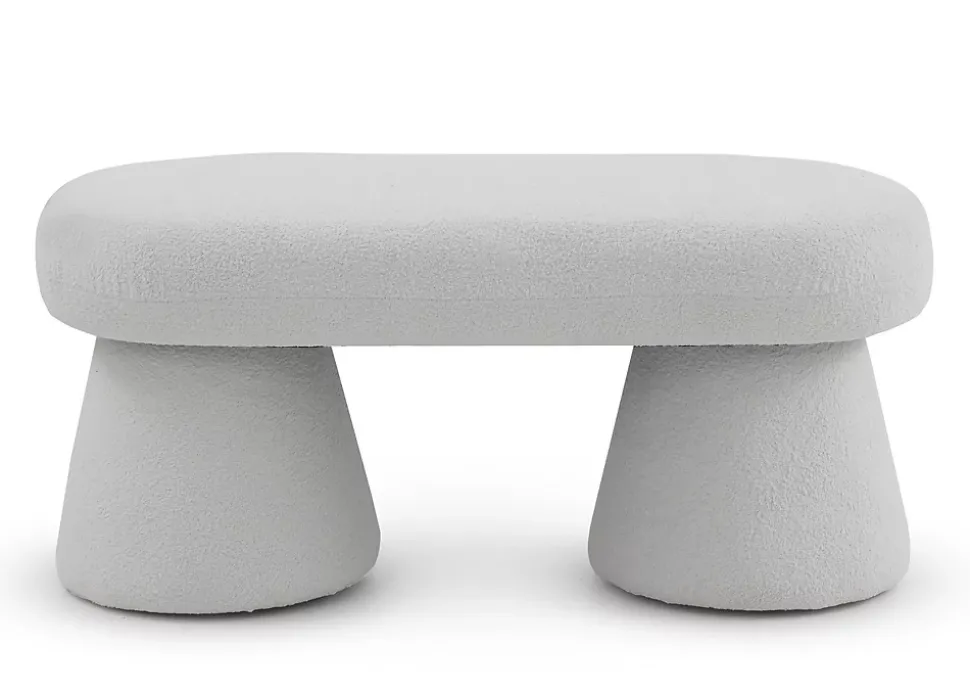 Banquette tapissée avec structure et pieds en boucle blanche