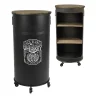 Bar bidon ouvert avec roulettes style industriel collection OLD GLORY. Diamètre 50cm, hauteur 100cm