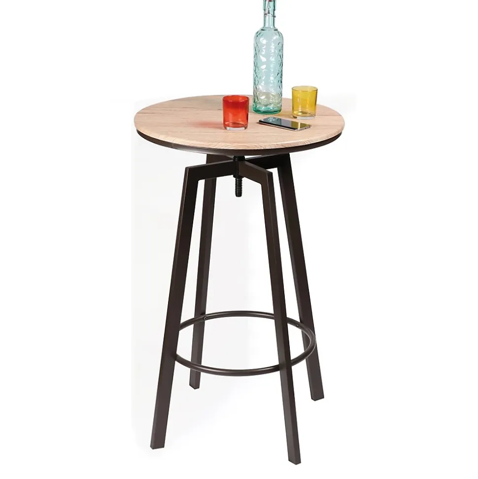 Bar réglable en hauteur collection DARYL Style vintage, dimensions 60x60x101 cm