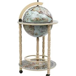 Bar sous forme de globe - VIDAXL - Armoire à vin - Bois solide - Bleu et Blanc - Mobilité facile