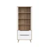 Bibliotheque - VANKKA - 4 étageres - 2 tiroirs - Chene / Blanc - 87,7 x 41,7 x 201,5 cm