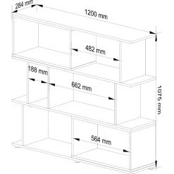 Bibliotheque FIX Blanche 120 cm façade Blanche 6 étagères 120x28,4x107,5 cm