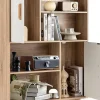 Bibliotheque Meuble de Rangement a 4 Niveaux avec 4 Etageres Ouvertes et 2 Cabinets de Porte,Charge Max 20KG,80X24X119,5CM