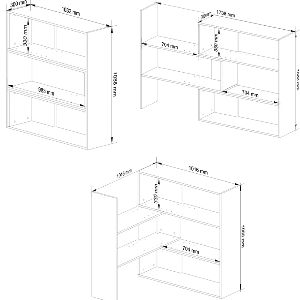 Bibliotheque mobile TWIST Chêne Sonoma 173,6 cm façade Chêne Sonoma 3 étagères 173,6x30x109,3 cm