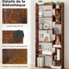 Bibliotheque pour Salon en Bois à 6 Niveaux, Bibliothèque Meuble de Rangement Haut avec Kit Anti-basculement