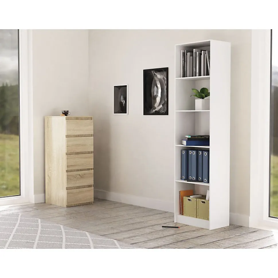Bibliotheque style scandinave salon - 50x30x181 - 5 tablettes - etagere à livres-KAFFI