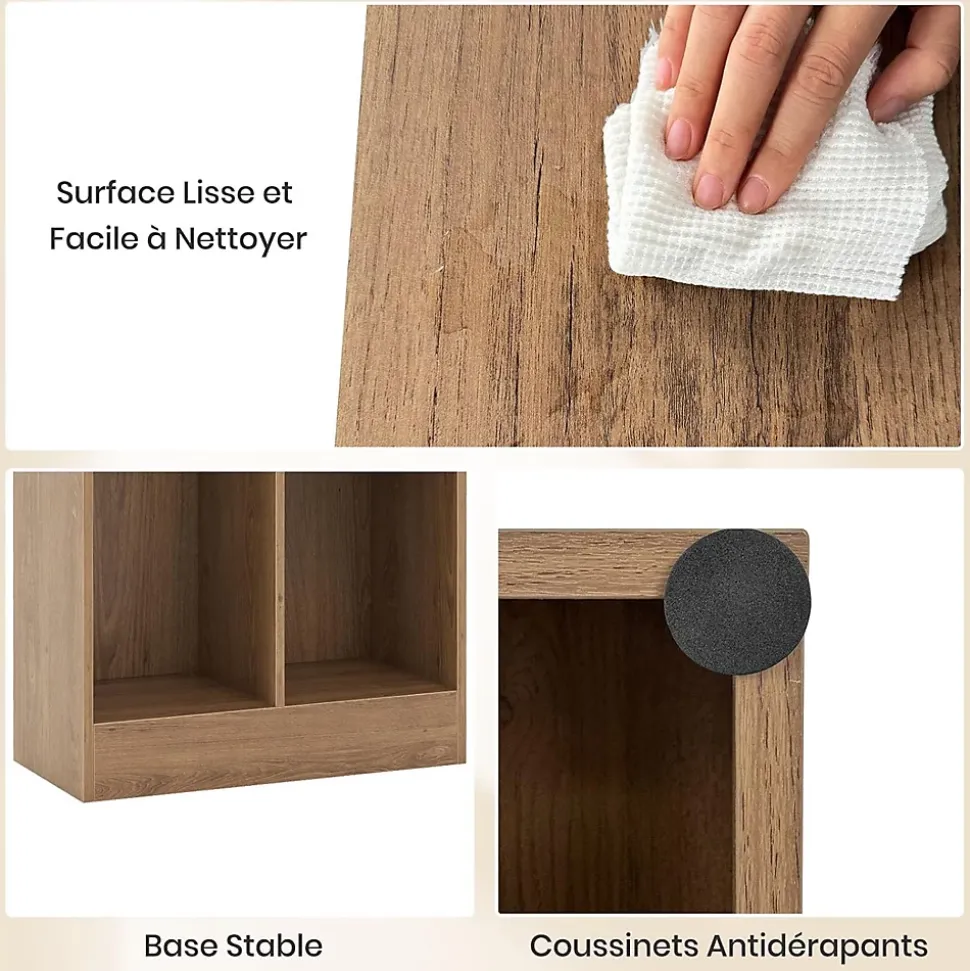 Bibliothèque à 5 Cubes Ouverts 50 x 24 x 104 cm avec Dispositif Anti-basculement Naturel