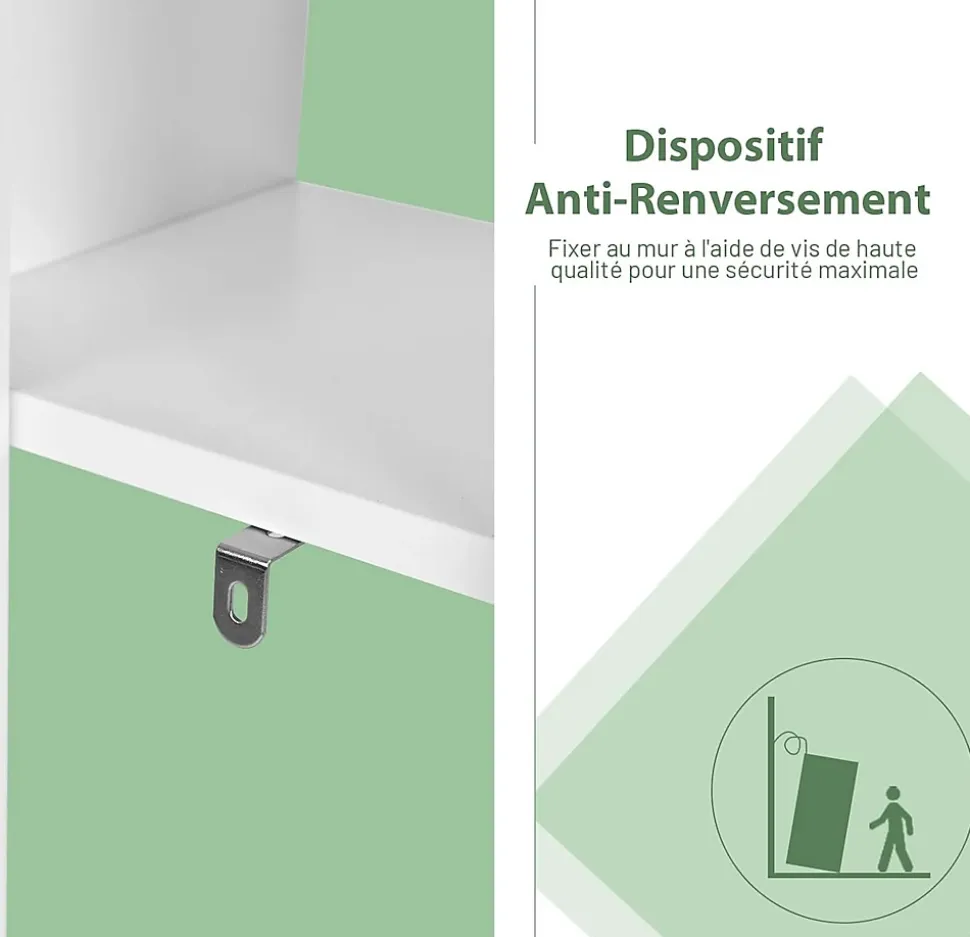 Bibliothèque à 8 Niveaux Forme Arbre Charge 80kg étagère de Rangement de Bureau avec Dispositif Anti Basculement Blanc