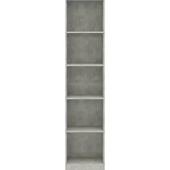 Bibliothèque à 5 niveaux Gris béton 40x24x175cm Bois ingénierie vidaXL