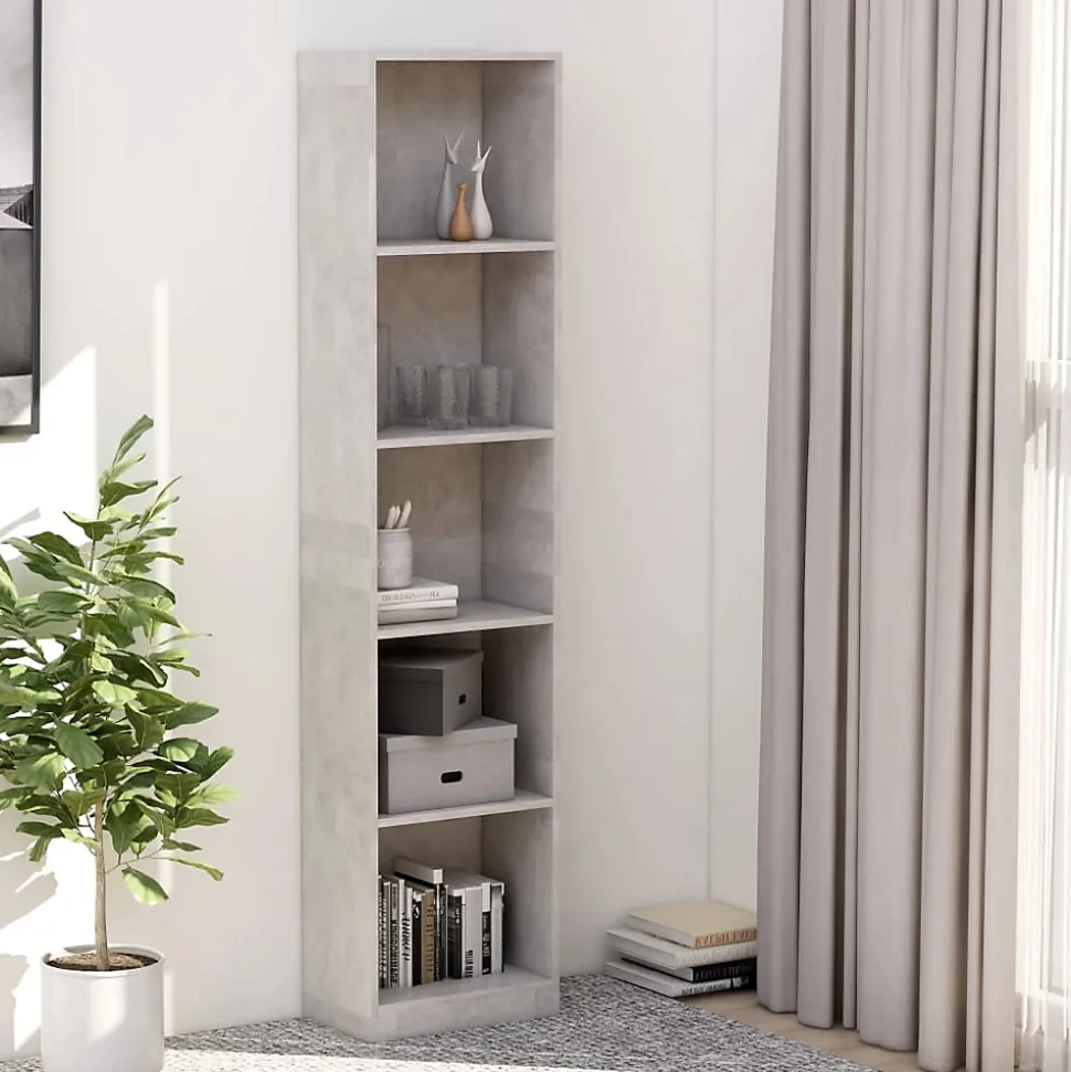 Bibliothèque à 5 niveaux Gris béton 40x24x175cm Bois ingénierie vidaXL