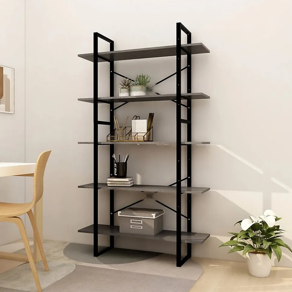 Bibliothèque à 5 niveaux Gris 100x30x175 cm Bois de pin vidaXL