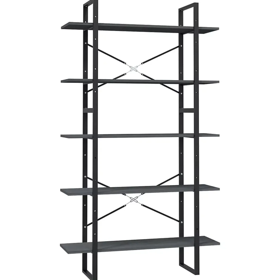 Bibliothèque à 5 niveaux Gris 100x30x175 cm Bois de pin vidaXL