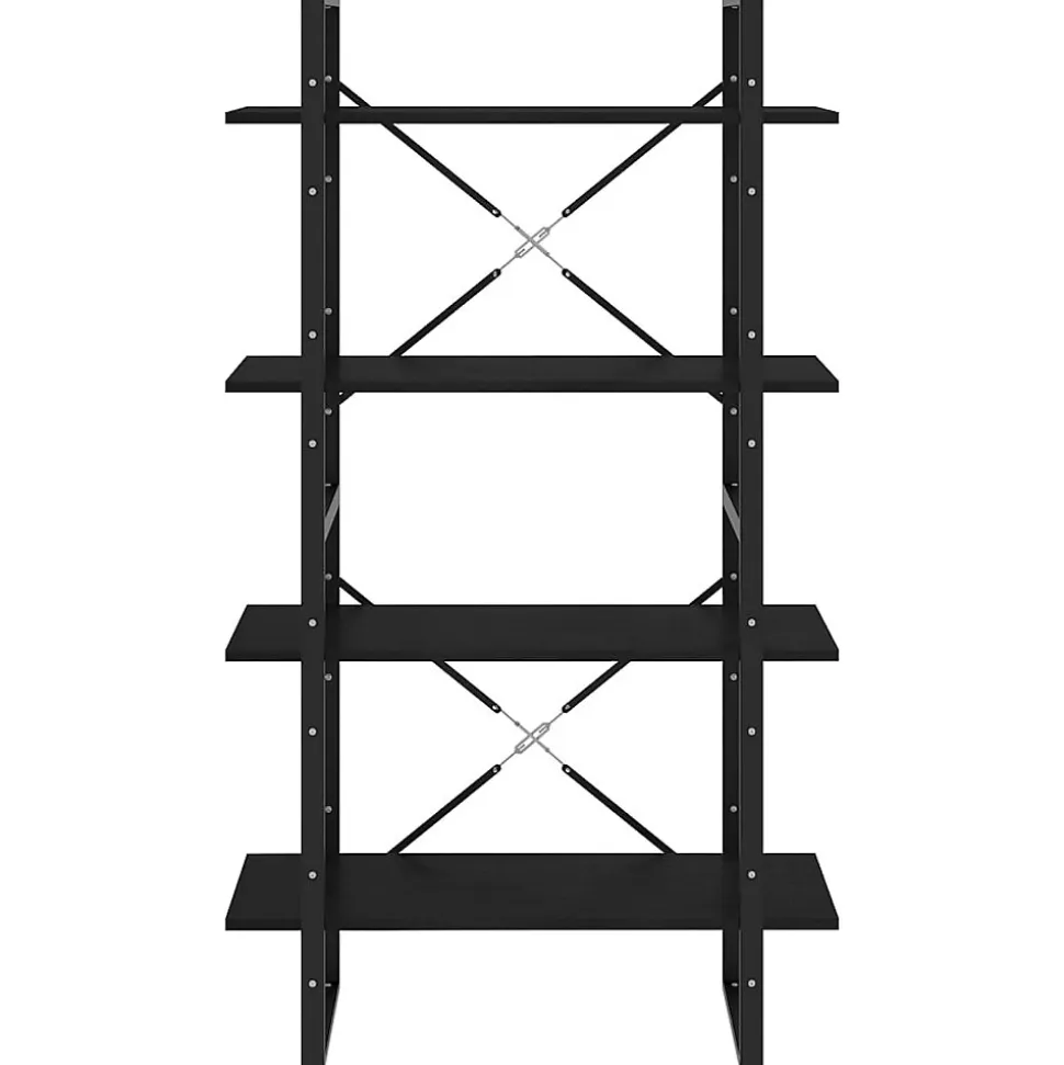 Bibliothèque à 4 niveaux Noir 80x30x140 cm Bois de pin massif vidaXL