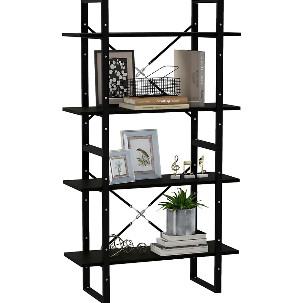 Bibliothèque à 4 niveaux Noir 80x30x140 cm Bois de pin massif vidaXL