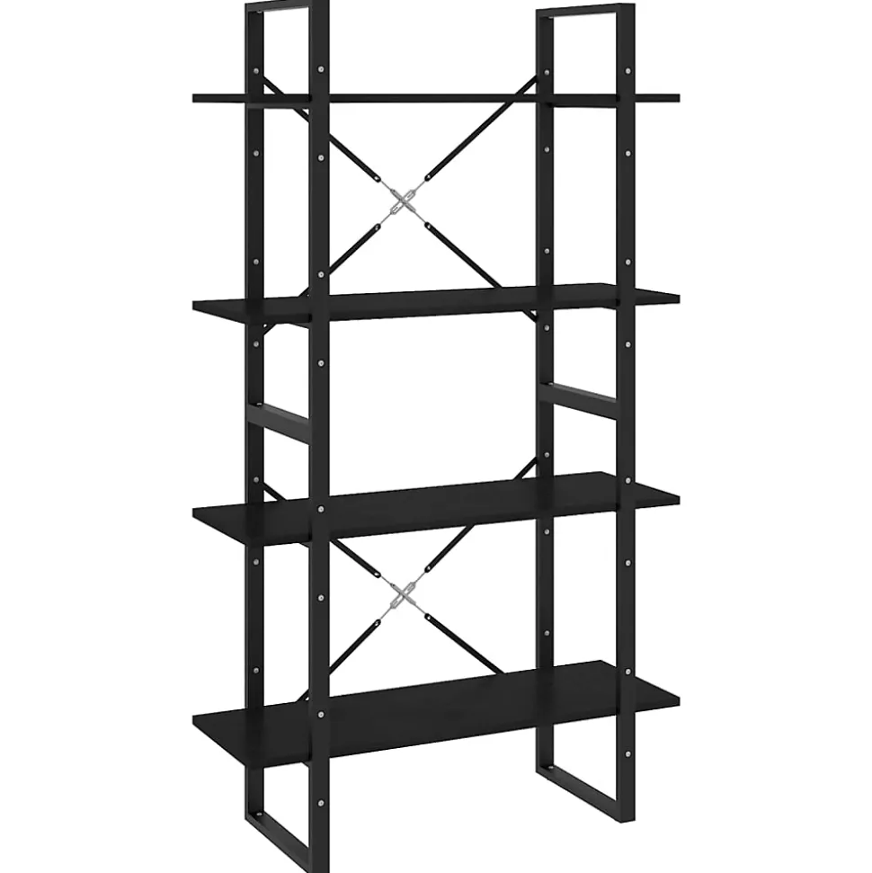 Bibliothèque à 4 niveaux Noir 80x30x140 cm Bois de pin massif vidaXL