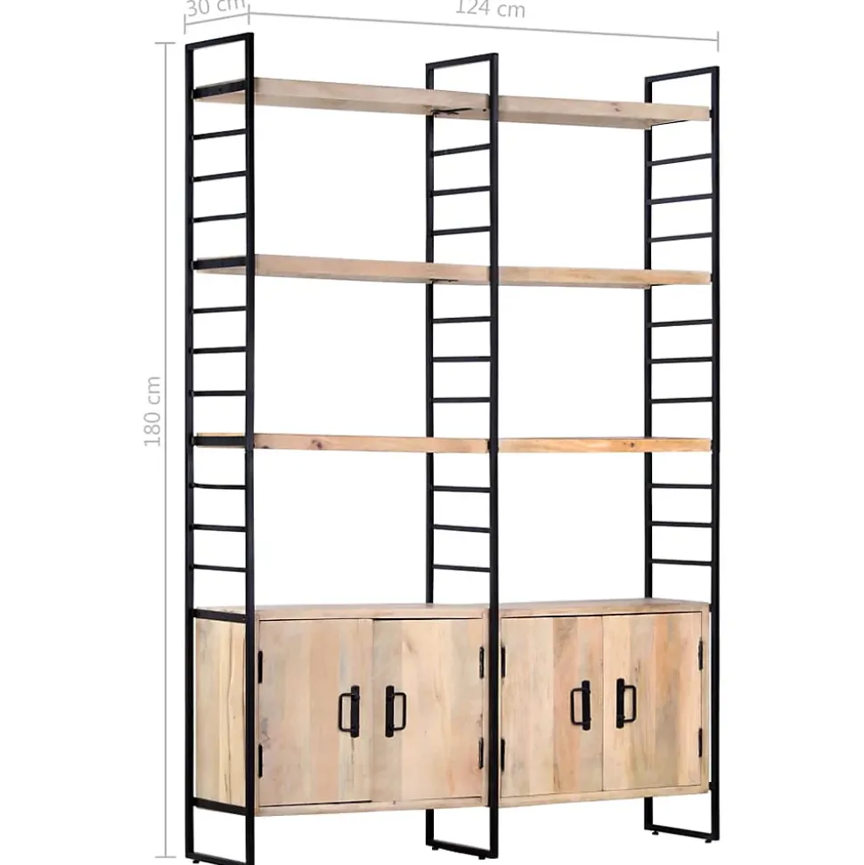 Bibliothèque à 4 niveaux 124x30x180 cm Bois de manguier massif vidaXL