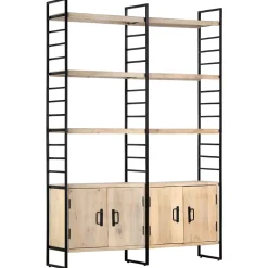Bibliothèque à 4 niveaux 124x30x180 cm Bois de manguier massif vidaXL