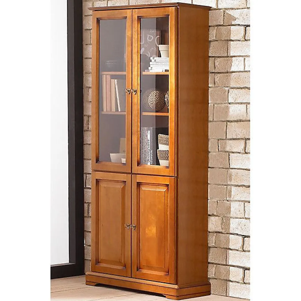Bibliothèque - ACTUAL DIFFUSION - 4 Portes Merisier - 6 Niches - 5 Tablettes - Style Louis Philippe