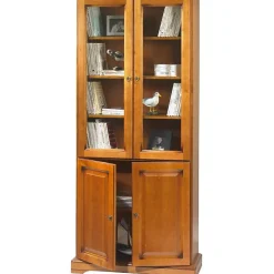 Bibliothèque - ACTUAL DIFFUSION - 4 Portes Merisier - 6 Niches - 5 Tablettes - Style Louis Philippe