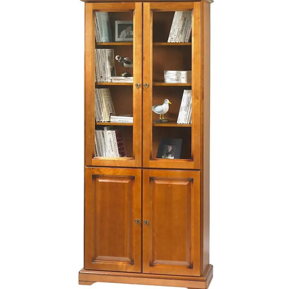 Bibliothèque - ACTUAL DIFFUSION - 4 Portes Merisier - 6 Niches - 5 Tablettes - Style Louis Philippe