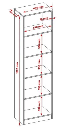 Bibliothèque : Cachemire, 60 X 182 X 30 Cm