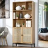 Bibliothèque 6 Cases et 2 Portes en Rotin Naturel H175cm - JAYA