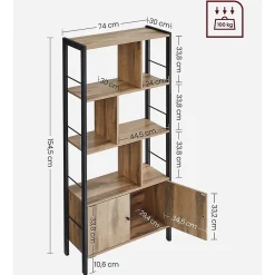 Bibliothèque 6 cases et 2 portes - L74 cm