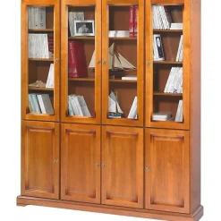 Bibliothèque - Louis-Philippe - Merisier - 8 Portes - 18 Niches - 15 Étagères
