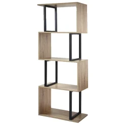 Bibliothèque 4 Niveaux Décor Bois et Montants Métal - H148 cm