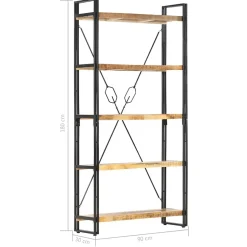 Bibliothèque 5 niveaux 90x30x180 cm Bois solide de manguier vidaXL
