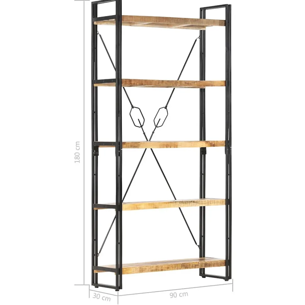 Bibliothèque 5 niveaux 90x30x180 cm Bois solide de manguier vidaXL