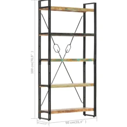 Bibliothèque 5 niveaux 90x30x180 cm Bois solide de récupération vidaXL