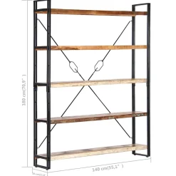 Bibliothèque 5 niveaux 140x30x180cm Bois solide de récupération vidaXL