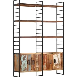 Bibliothèque 4 niveaux 124x30x180cm Bois solide de récupération vidaXL
