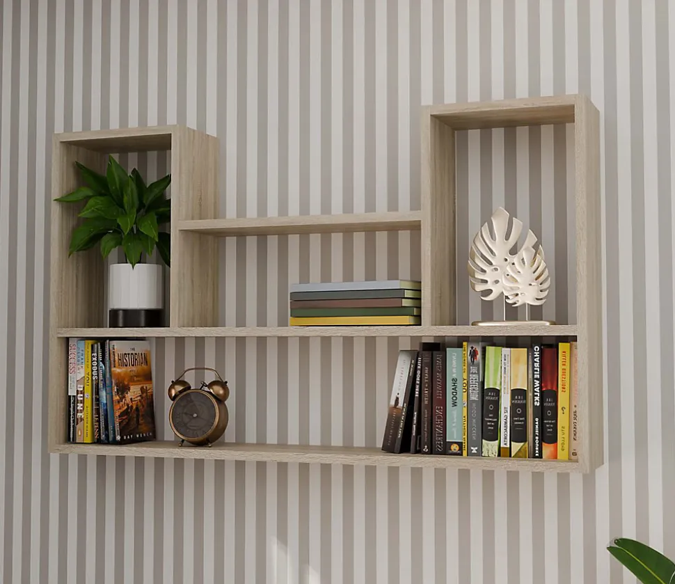 Bibliothèque à suspendre - Etagère murale - 100x60x16 cm - Rangement mural salon-LULU