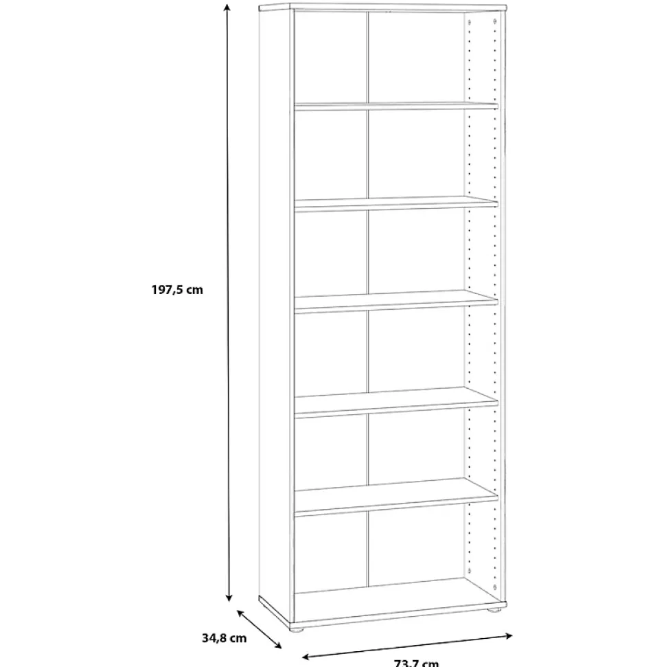 Bibliothèque - Étagère H. 198 x L. 74 cm décor blanc - MARIA