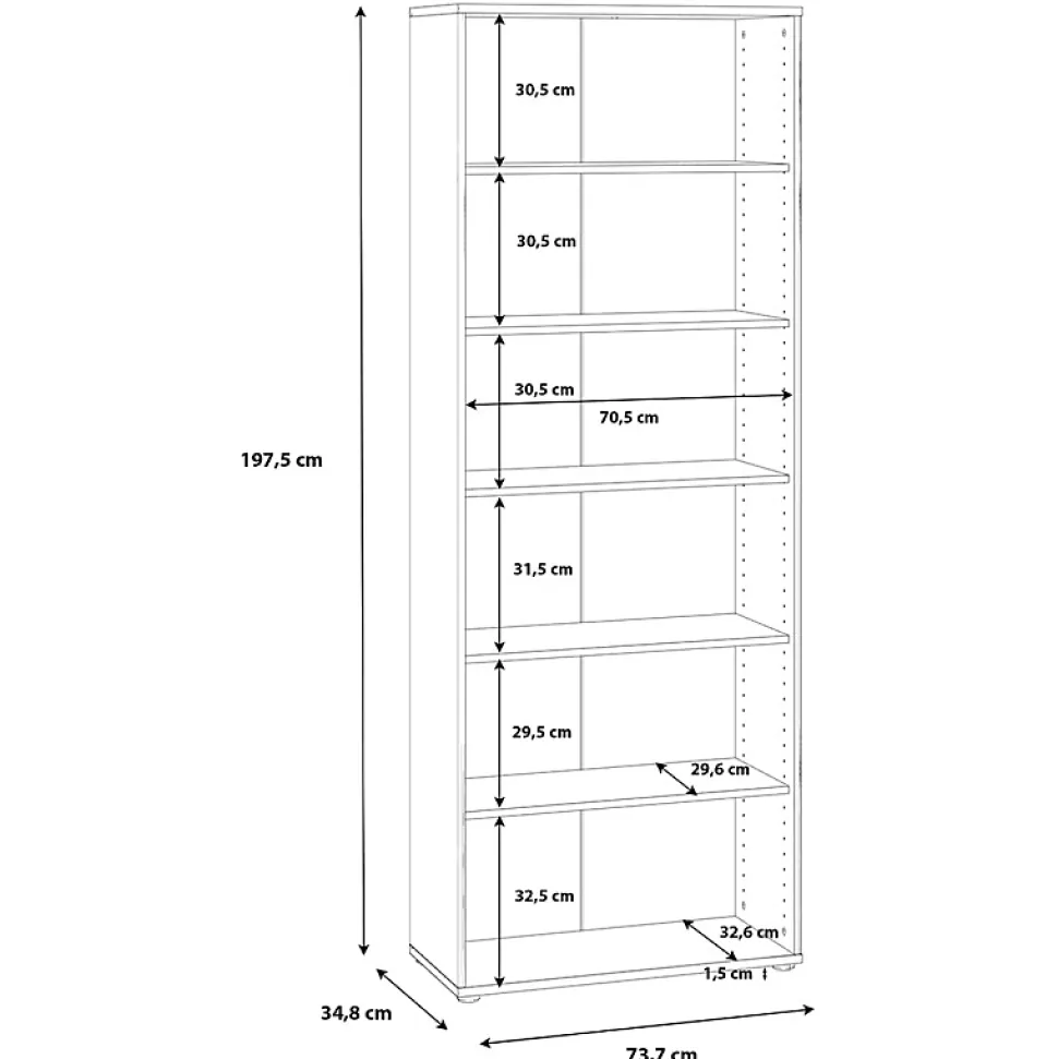 Bibliothèque - Étagère H. 198 x L. 74 cm décor blanc - MARIA