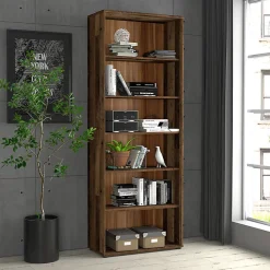 Bibliothèque - Étagère H. 198 x L. 74 cm décor bois vintage - MARIA