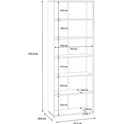 Bibliothèque - Étagère H. 198 x L. 74 cm décor chêne artisan - MARIA
