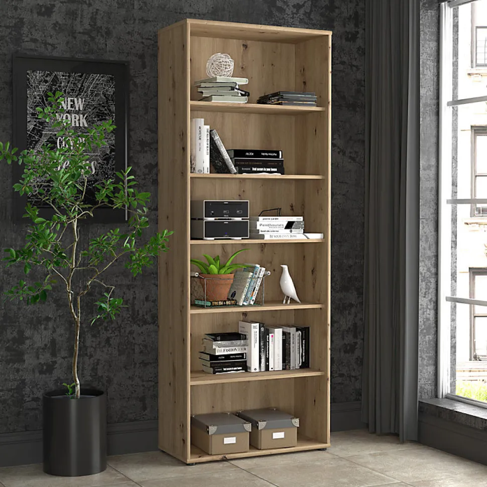 Bibliothèque - Étagère H. 198 x L. 74 cm décor chêne artisan - MARIA