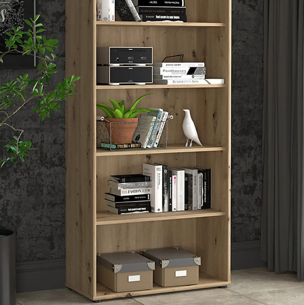 Bibliothèque - Étagère H. 198 x L. 74 cm décor chêne artisan - MARIA