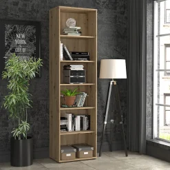 Bibliothèque - Étagère H. 198 x L. 54 cm décor chêne artisan - MARIA