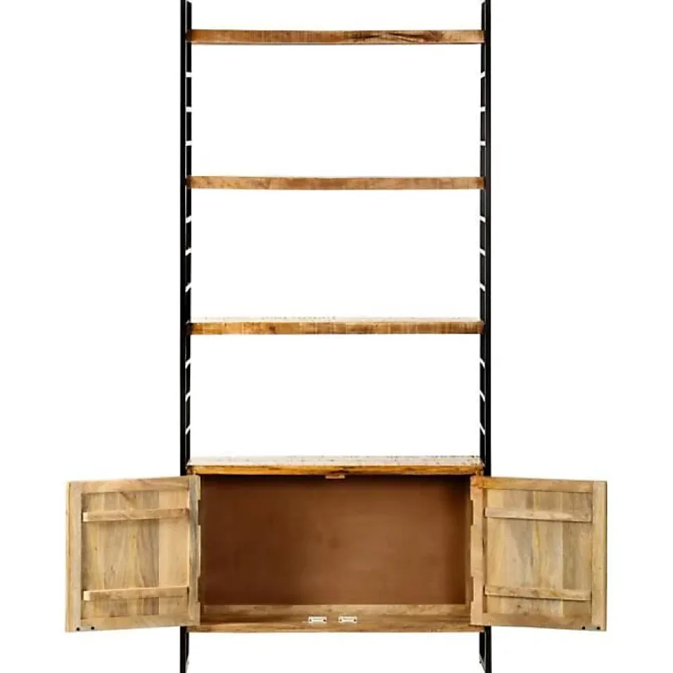 Bibliothèque - VIDAXL - 80x30x180 cm - Bois de manguier brut - 3 étagères - Style industriel