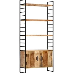 Bibliothèque - VIDAXL - 80x30x180 cm - Bois de manguier brut - 3 étagères - Style industriel